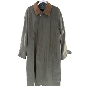 Chaps Ralph Lauren MensOlive Green Trench Coat Removable Wool  44R Microfiber